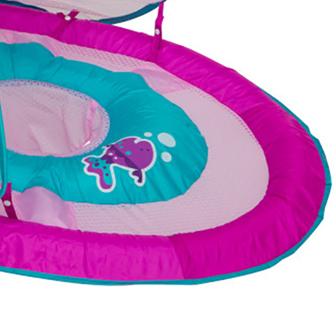 SwimWays Baby Spring Inflatable Round Pool Float w/ Protective Canopy, Pink Fish