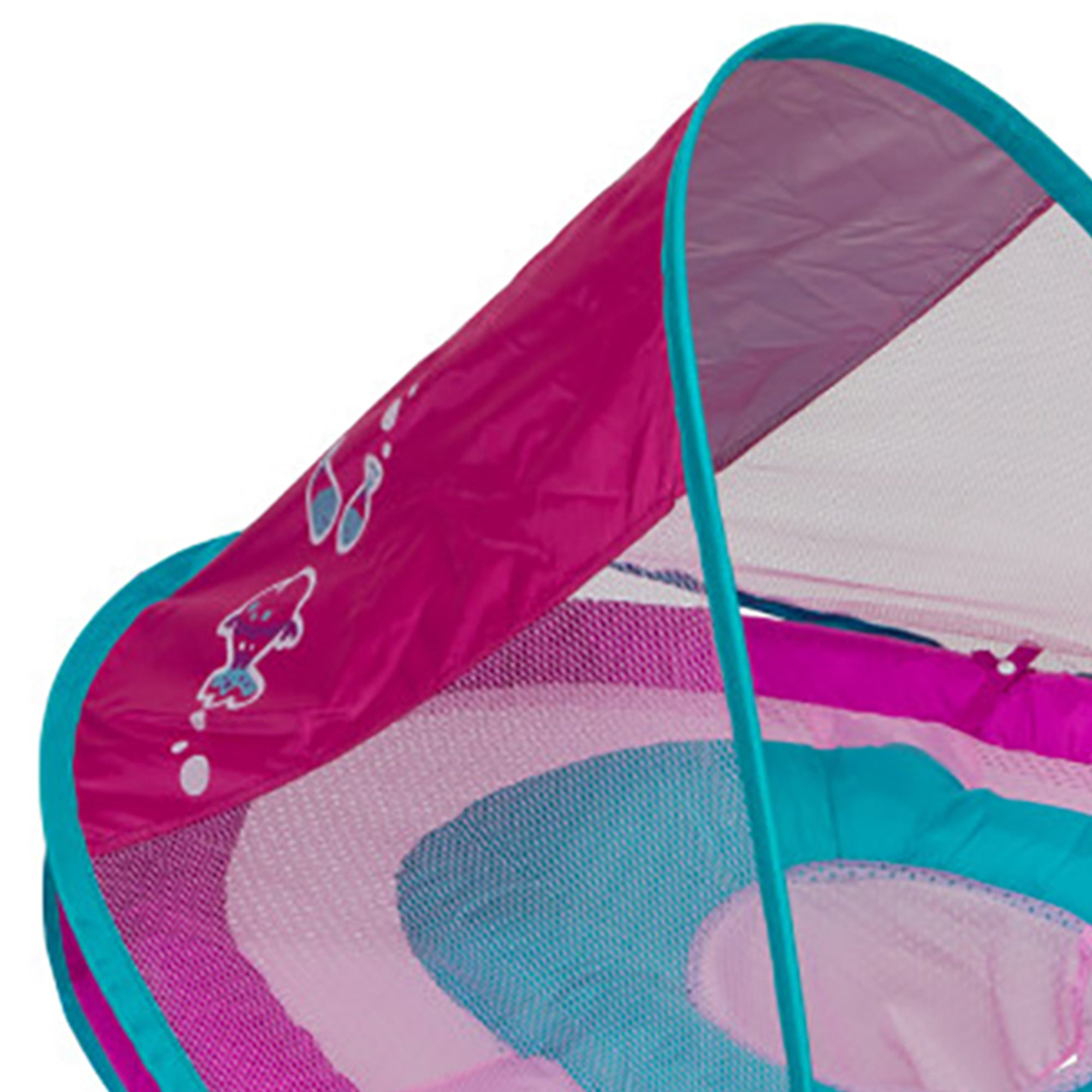 SwimWays Baby Spring Inflatable Round Pool Float w/ Protective Canopy, Pink Fish - VMInnovations