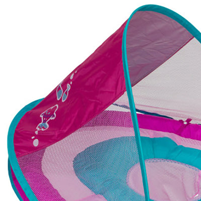 SwimWays Baby Spring Inflatable Round Pool Float w/ Protective Canopy, Pink Fish - VMInnovations