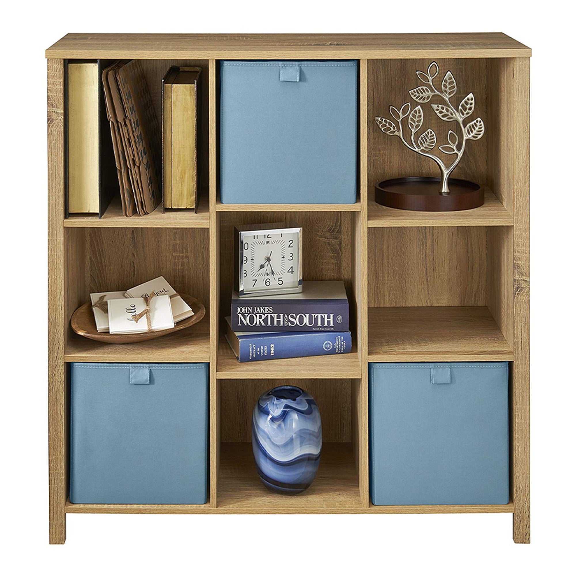 ClosetMaid Freestanding 9-Cube Storage Organizer Bench, Weathered Oak (Used) - VMInnovations
