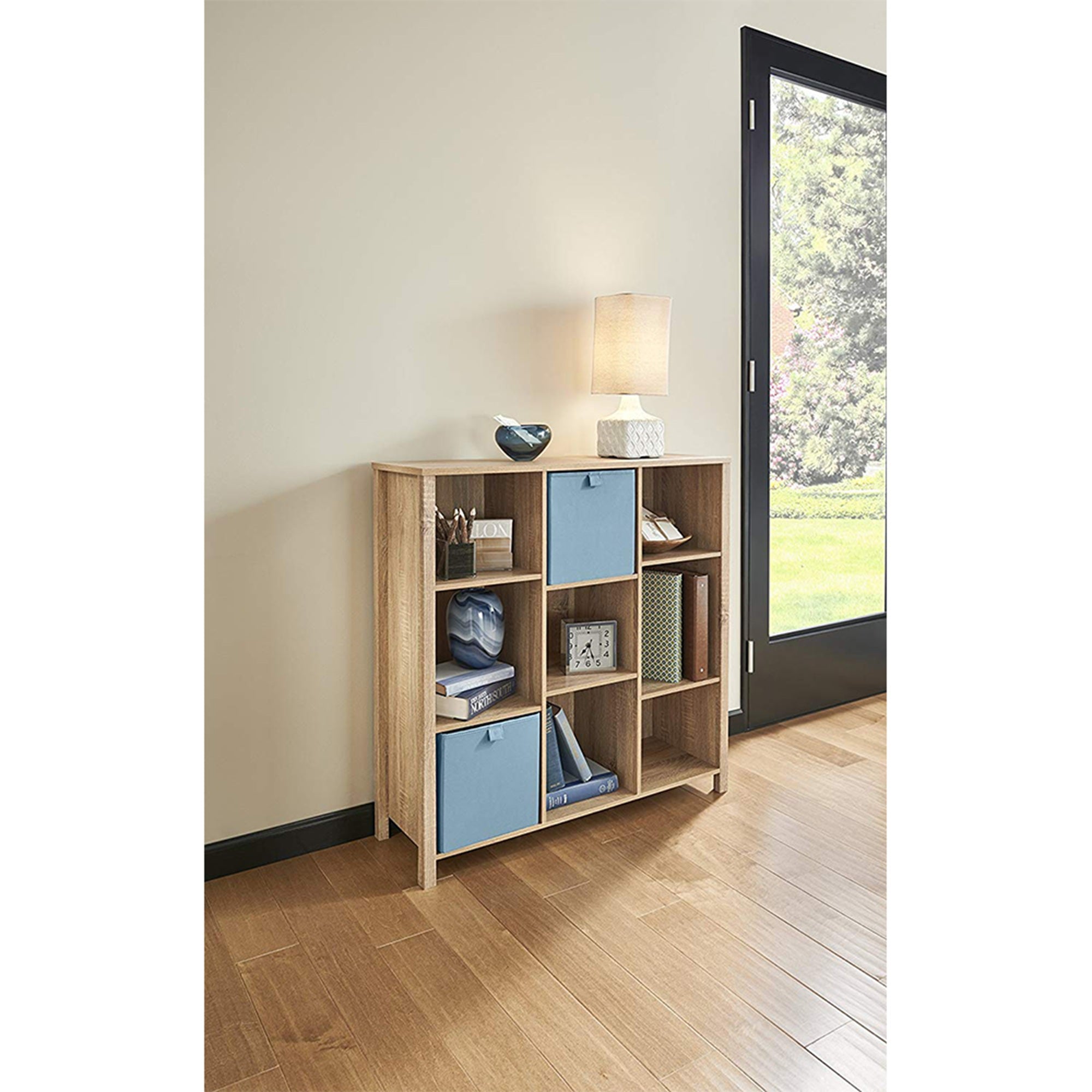 ClosetMaid Freestanding 9-Cube Storage Organizer Bench, Weathered Oak (Used) - VMInnovations