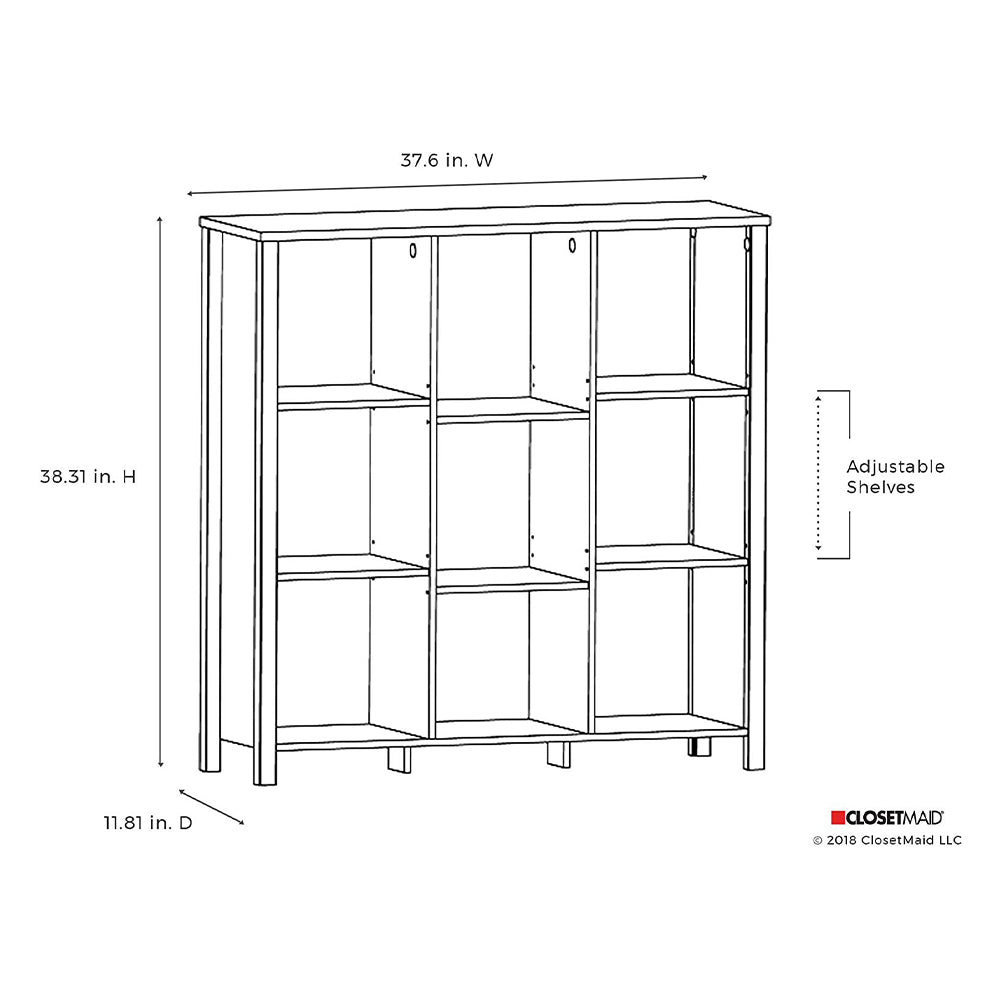 ClosetMaid Freestanding 9-Cube Storage Organizer Bench, Weathered Oak (Used)