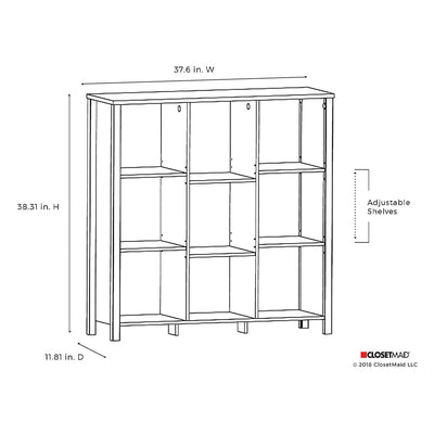 ClosetMaid Freestanding  9-Cube Storage Organizer Bench, Weathered Oak(Open Box)