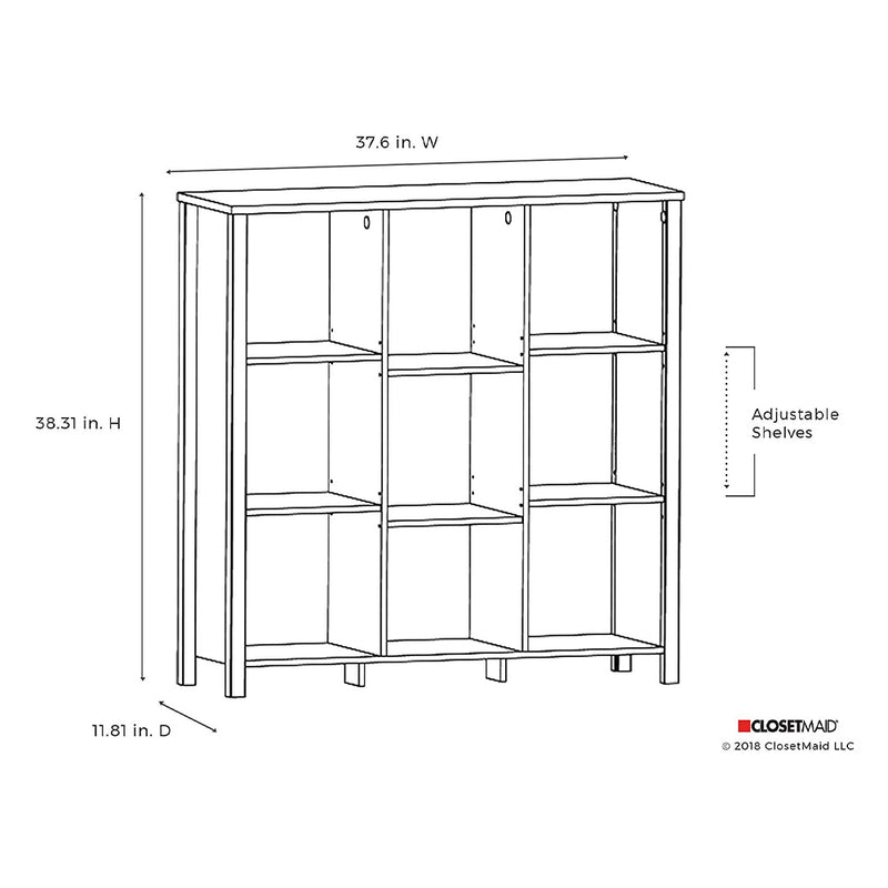 ClosetMaid Freestanding  9-Cube Storage Organizer Bench, Weathered Oak(Open Box)