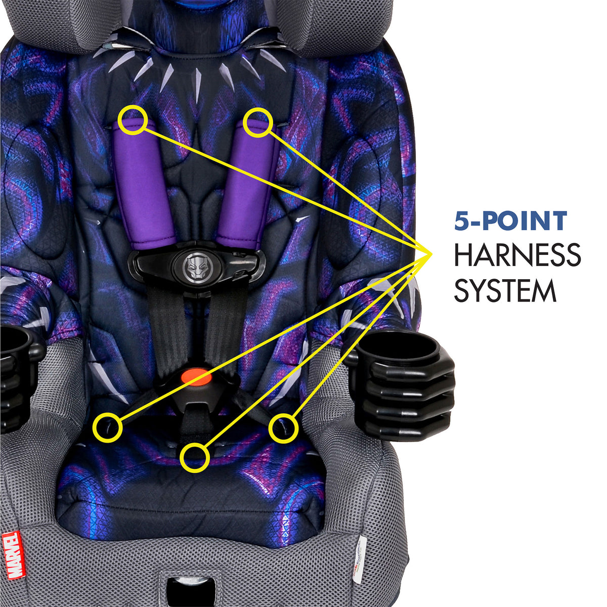 KidsEmbrace Marvel Black Panther Combination 5 Point Harness Booster Car Seat