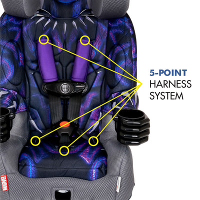 KidsEmbrace Marvel Black Panther Combination 5 Point Harness Booster Car Seat