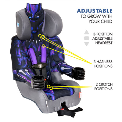 KidsEmbrace Marvel Black Panther Combination 5 Point Harness Booster Car Seat