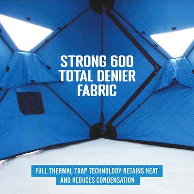 Clam C-560 Thermal 7.5 Foot Pop Up Ice Fishing Angler Hub Shelter, Blue (Used) - VMInnovations