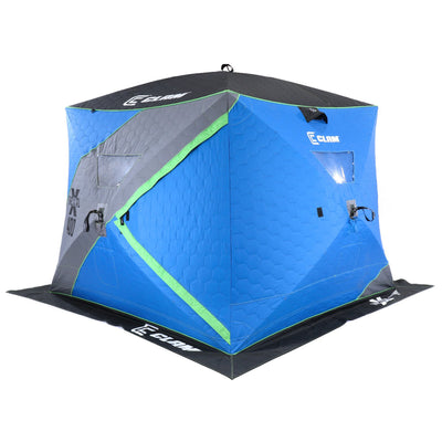 CLAM X-400 Portable 8 Ft 6 Person Pop Up Ice Fishing Thermal Hub Shelter Tent