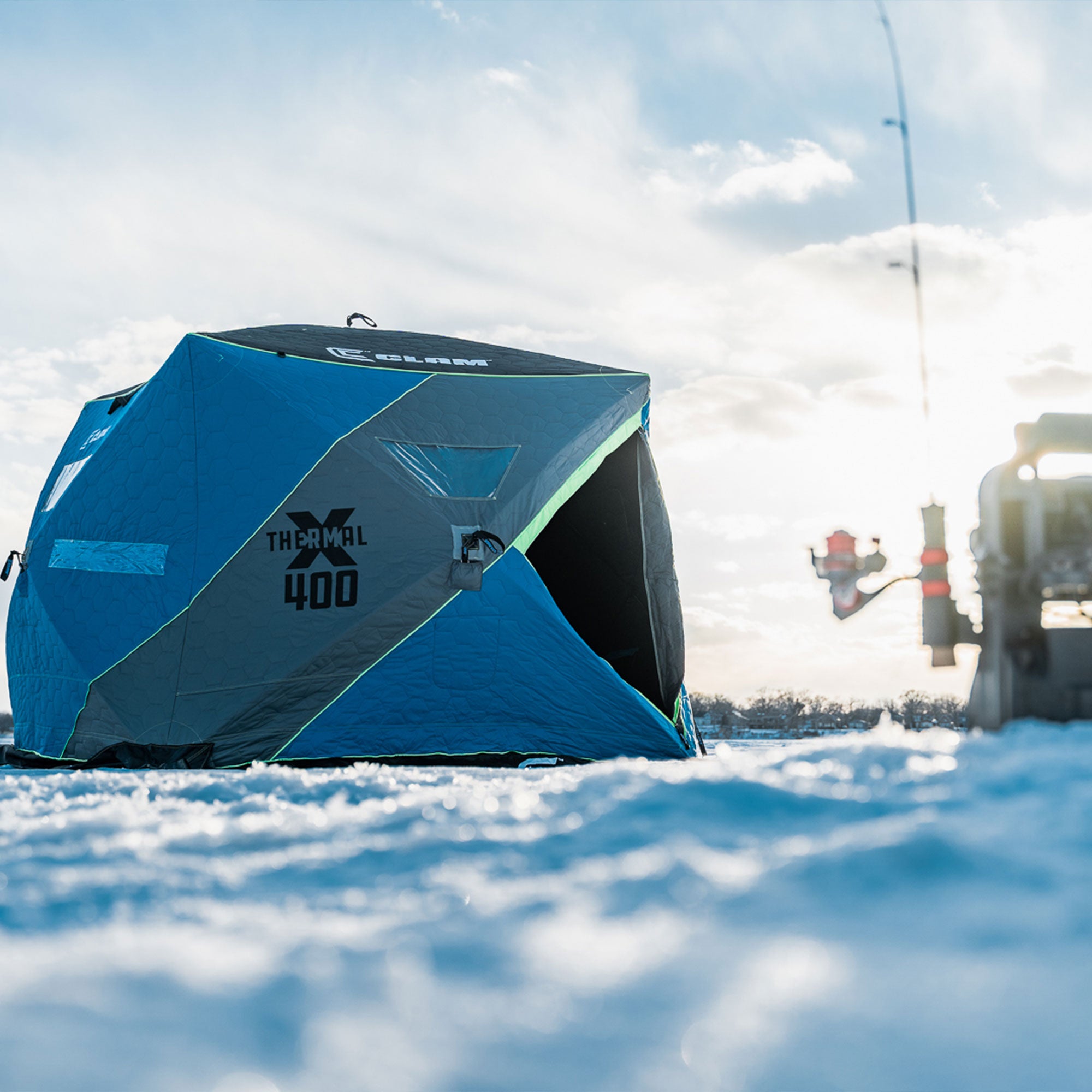 Clam X400 Thermal 4-6 Person Portable Pop Up Ice Fishing Shelter Tent(For Parts)
