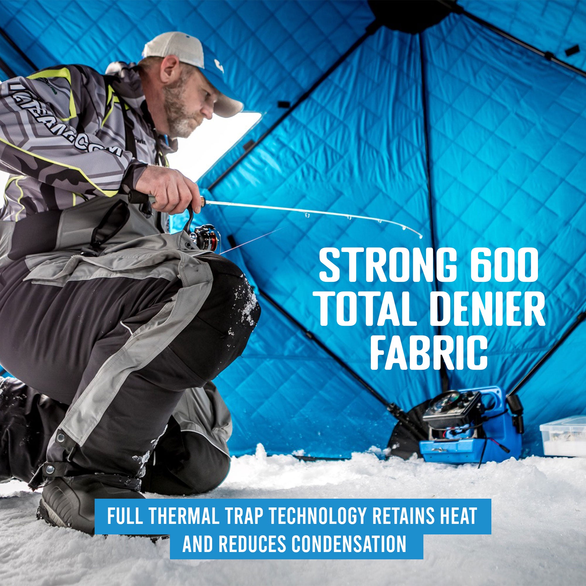 CLAM C-890 Portable 11.5 Ft 6 Person Pop Up Ice Fishing Thermal Hub Shelter Tent - VMInnovations