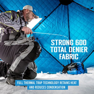 Clam C-890 Portable 11.5 Foot Pop Up Ice Fishing Angler Hub Shelter, Blue (Used) - VMInnovations