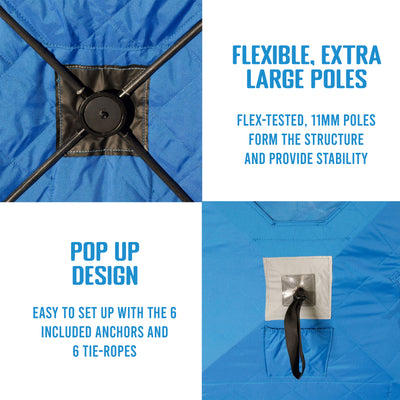 Clam C-890 Portable 11.5 Foot Pop Up Ice Fishing Angler Hub Shelter, Blue (Used) - VMInnovations
