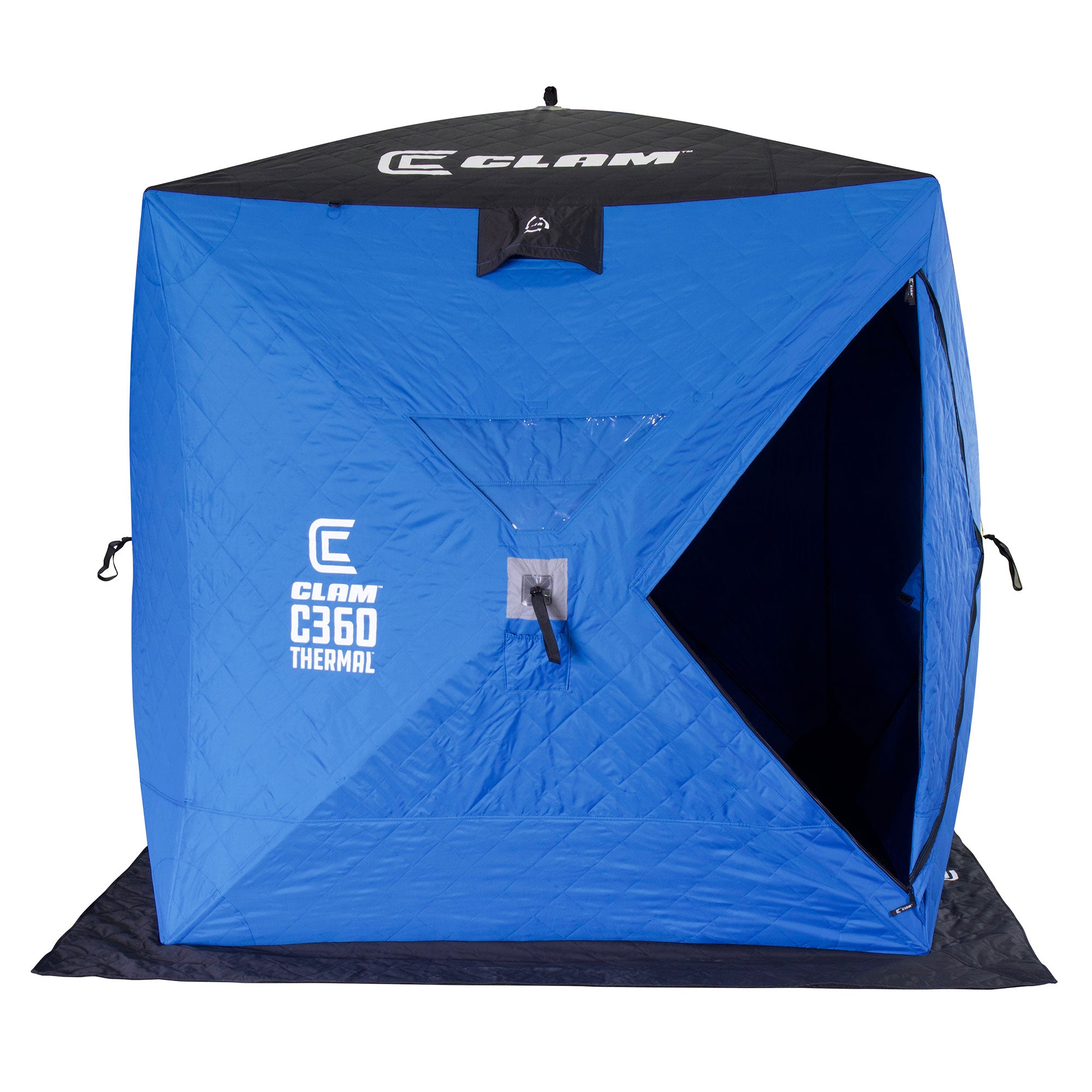 CLAM C-360 Portable 6 Ft 3 Person Pop Up Ice Fishing Thermal Hub Shelter Tent - VMInnovations