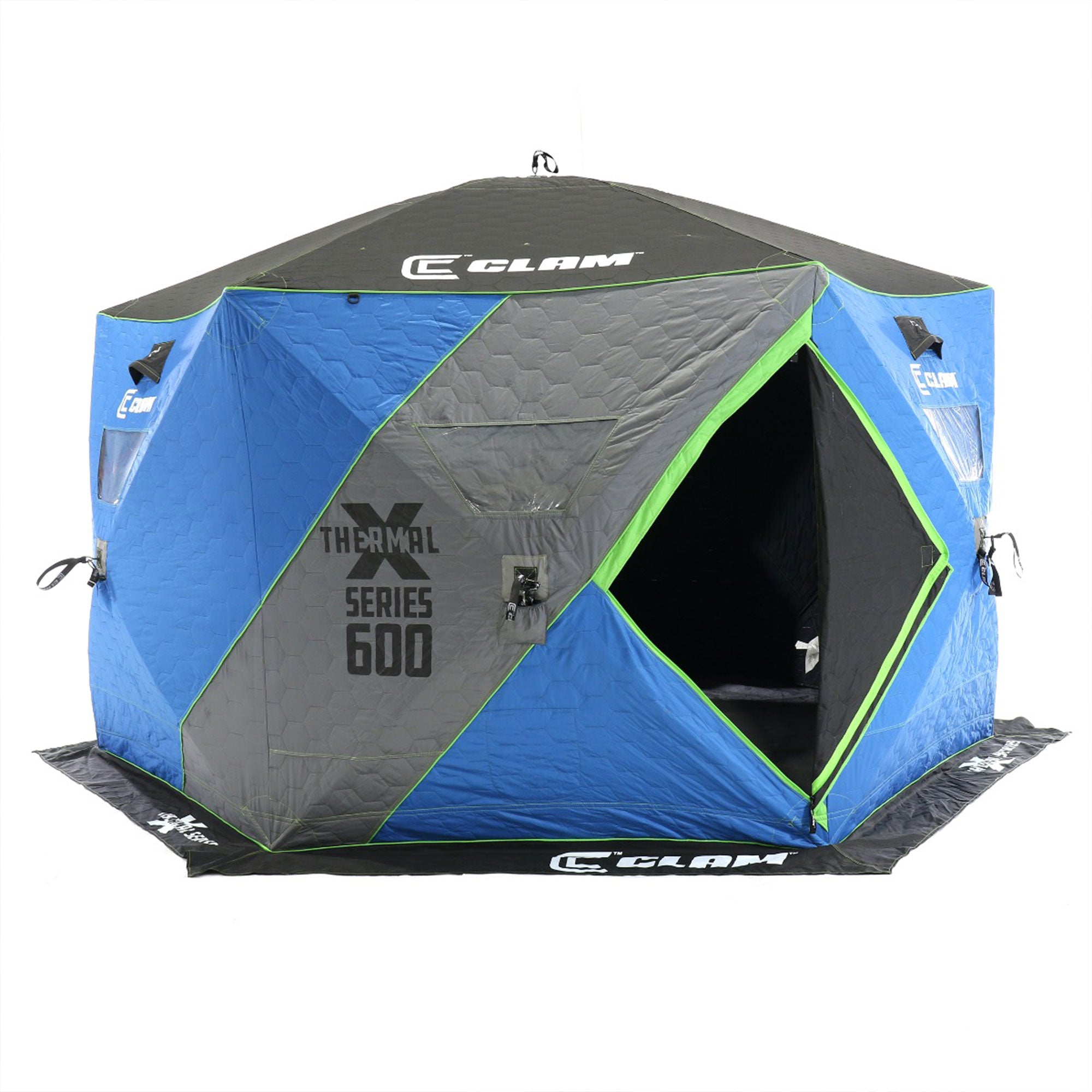 CLAM X-600 Portable 11.5 Ft 7 Person Pop Up Ice Fishing Thermal Hub Shelter Tent - VMInnovations