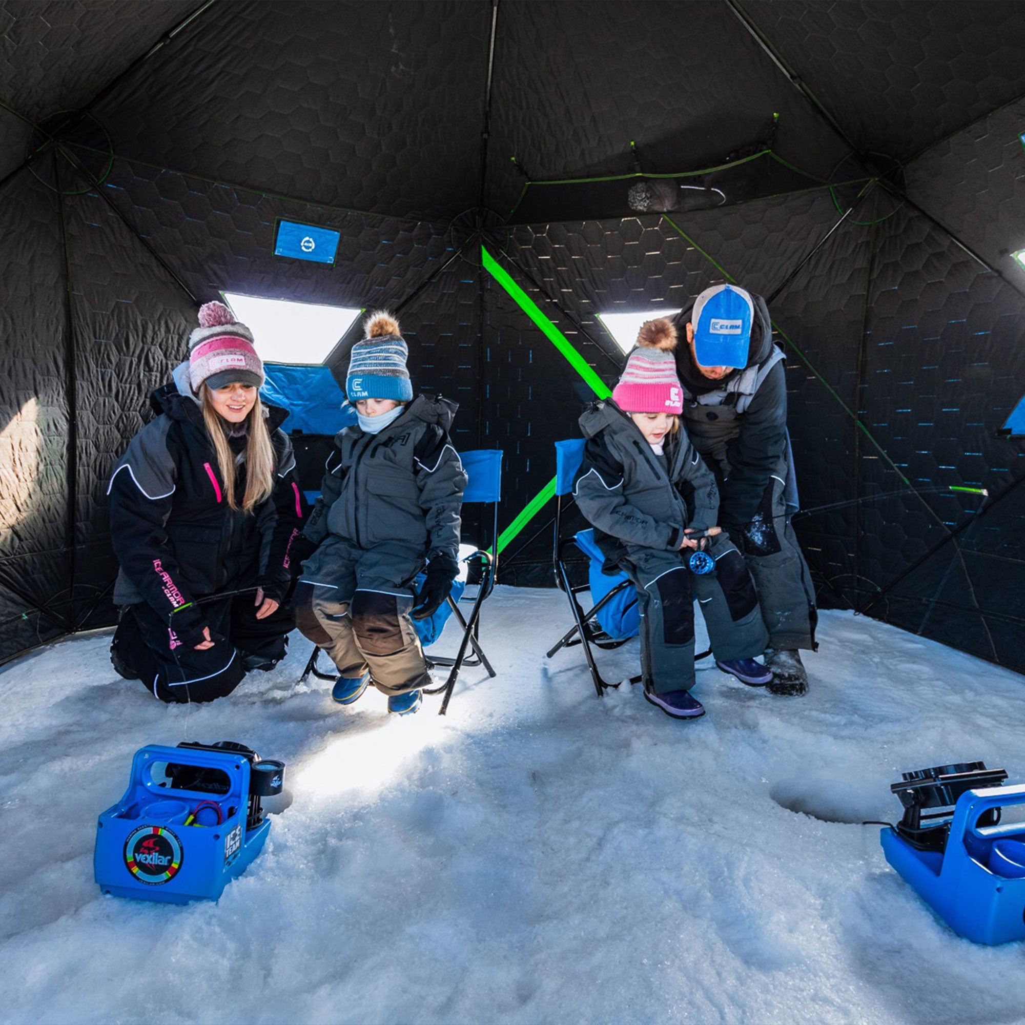 CLAM X-600 Portable 11.5 Ft 7 Person Pop Up Ice Fishing Thermal Hub Shelter Tent - VMInnovations