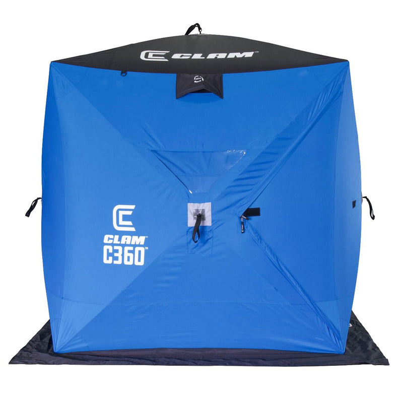 CLAM 14474 C-360 Portable 6 Foot Pop Up Ice Fishing Angler Hub Shelter Tent
