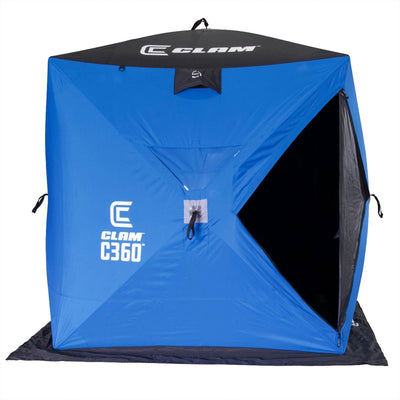 Clam C-360 Portable 6 Foot Pop Up Ice Fishing Angler Hub Shelter Tent (Used)