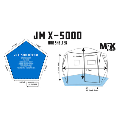 CLAM Portable 9 Ft Jason Mitchell X5000 Ice Fish Thermal Hub Shelter Tent (Used)