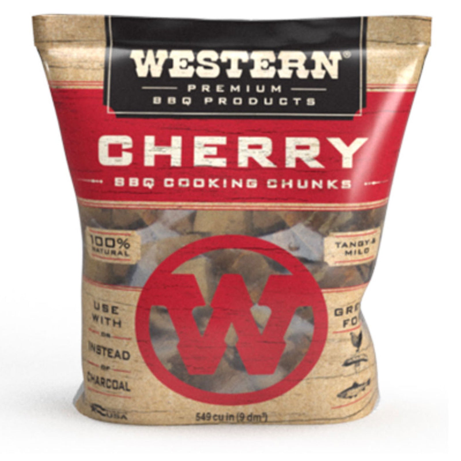 Western BBQ Smoking Barbecue Wood Grill Cooking Chunks, Cherry - VMInnovations