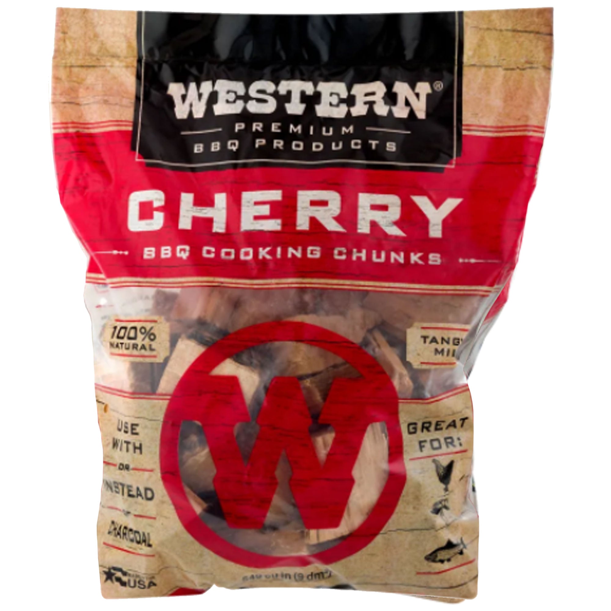 Western BBQ Smoking Barbecue Wood Grill Cooking Chunks, Cherry - VMInnovations