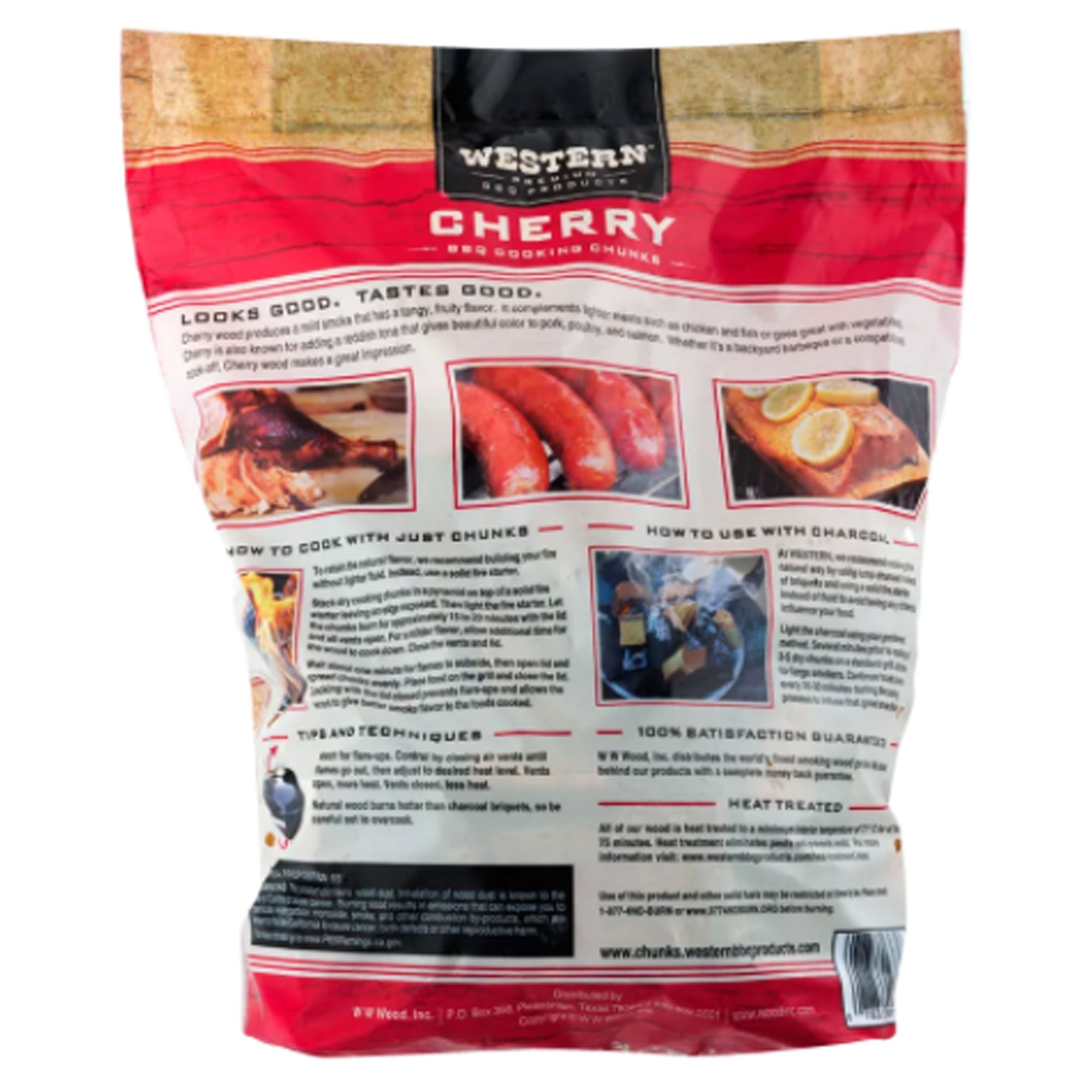Western BBQ Smoking Barbecue Wood Grill Cooking Chunks, Cherry - VMInnovations