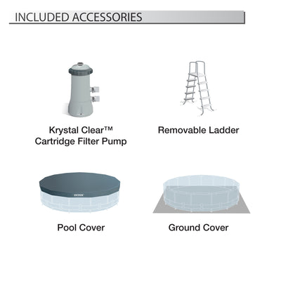 Intex 15ftx48in Prism Steel Frame Pool Set with Cover, Ladder & Pump (For Parts) - VMInnovations