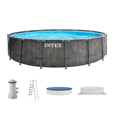 Intex 15ft x 48in Prism Steel Frame Pool Set with Cover, Ladder & Pump(Open Box)