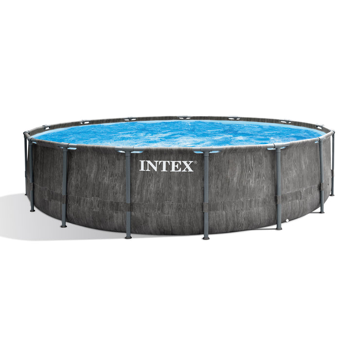 Intex Greywood Prism Frame 15'x48" Round Above Ground Outdoor Swimming Pool Set