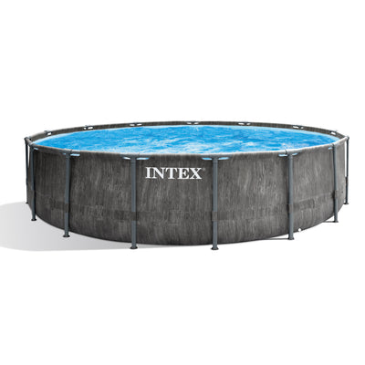 Intex 15ft x 48in Prism Steel Frame Pool Set with Cover, Ladder, & Pump (Used)