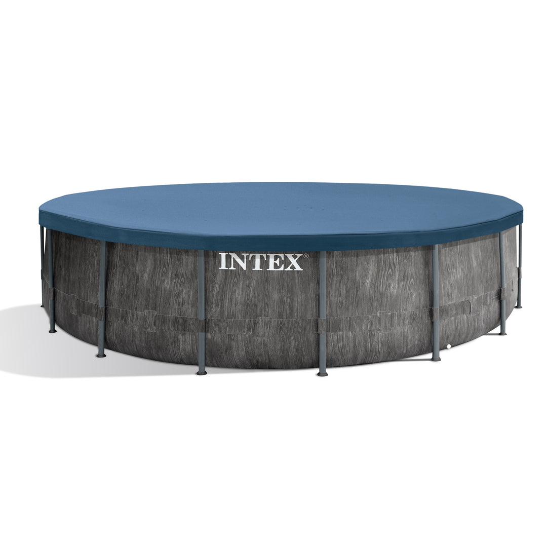 Intex Greywood Prism Frame 15'x48" Round Above Ground Outdoor Swimming Pool Set