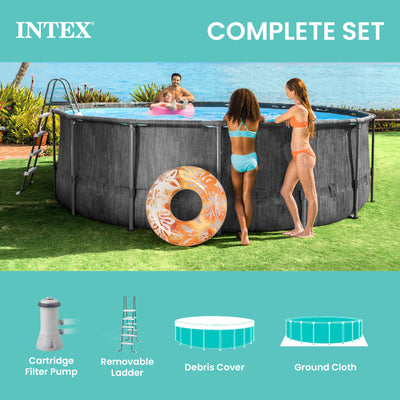 Intex 15ft x 48in Prism Steel Frame Pool Set with Cover, Ladder & Pump(Open Box)