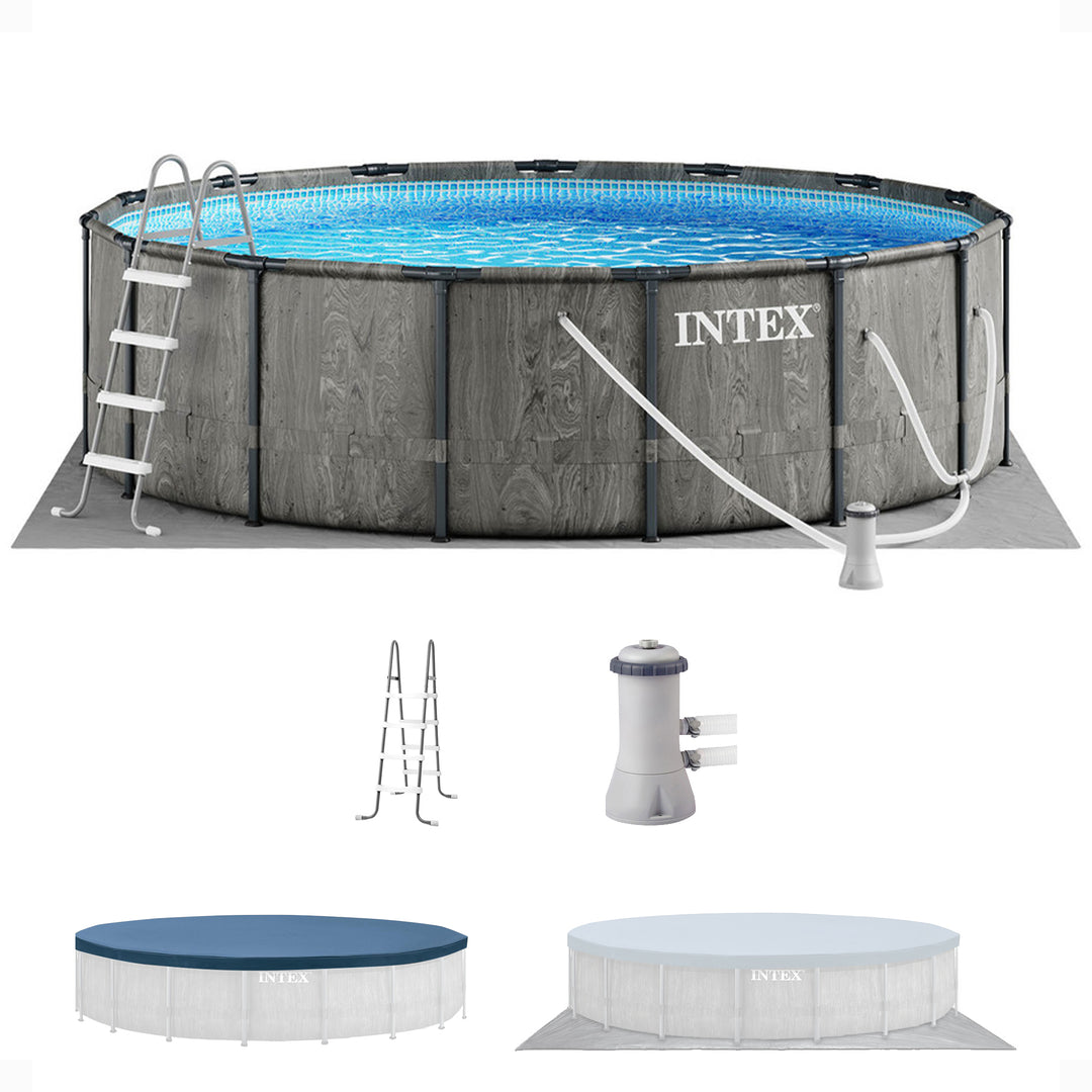 Intex 15ft x 48in Prism Steel Frame Pool Set with Cover, Ladder & Pump(Open Box) - VMInnovations
