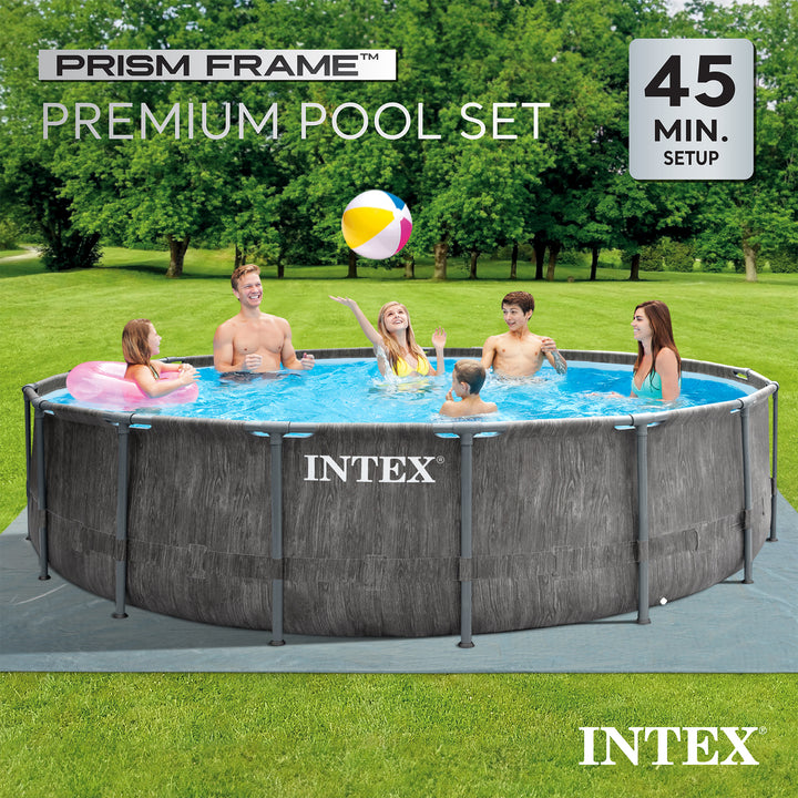 Intex 15ft x 48in Prism Steel Frame Pool Set with Cover, Ladder, & Pump (Used) - VMInnovations