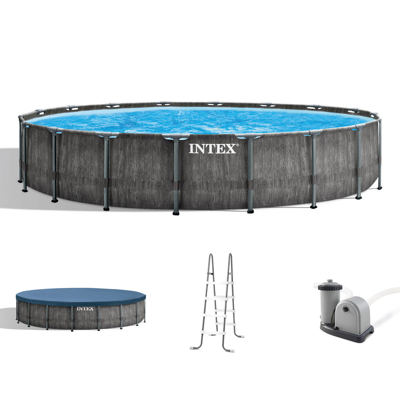 Intex 18ft x 48in Prism Steel Frame Pool Set with Cover, Ladder, Pump (Open Box)