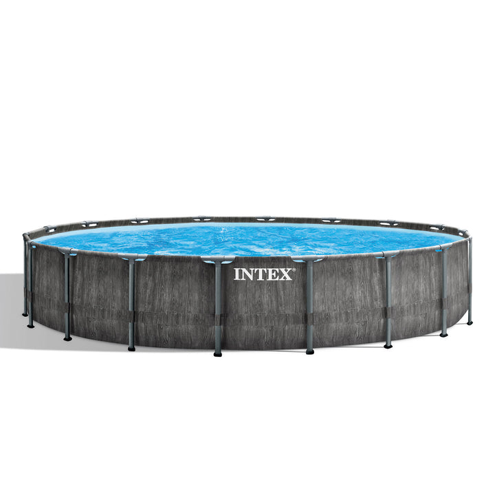 Intex Greywood Prism Frame 18'x48" Round Above Ground Outdoor Swimming Pool Set