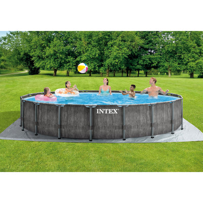 Intex Greywood Prism Frame 18'x48" Round Above Ground Outdoor Swimming Pool Set