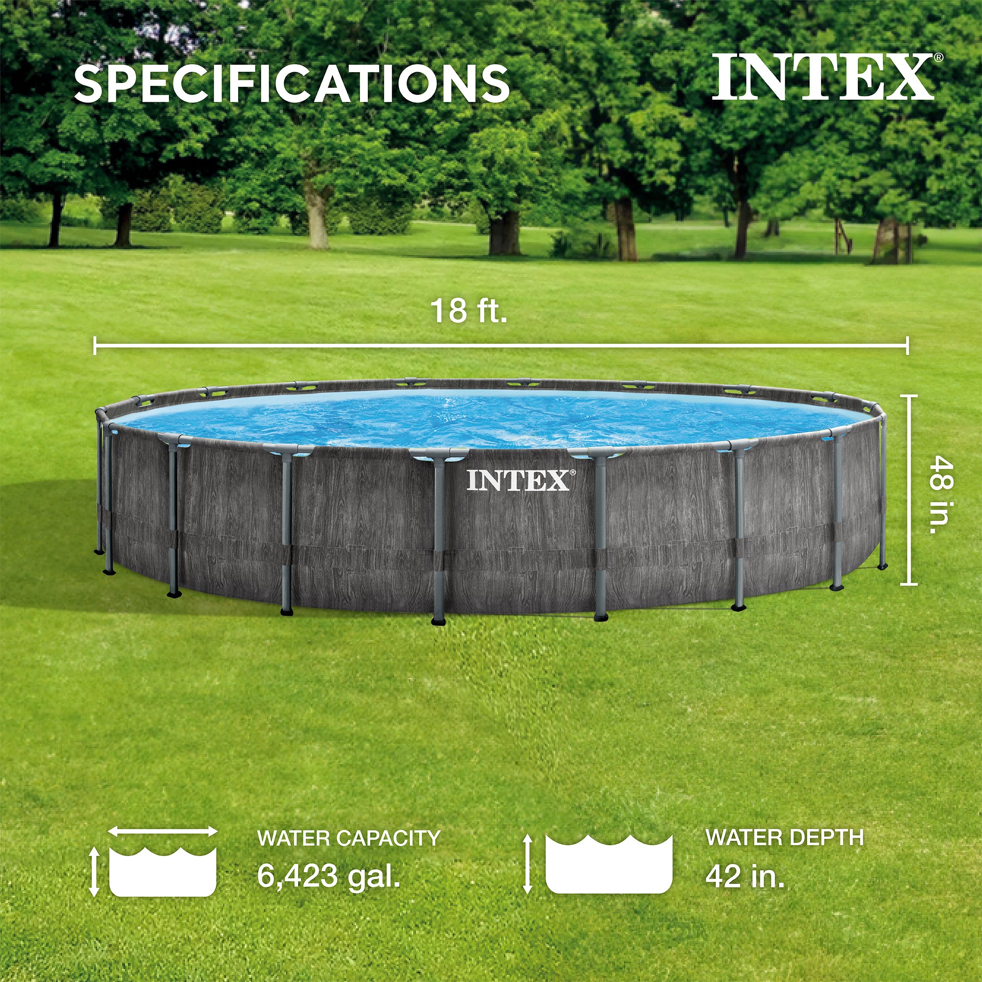 Intex 18ft x 48in Prism Steel Frame Pool Set with Cover, Ladder, Pump (Open Box) - VMInnovations