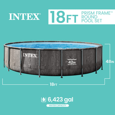 Intex Prism Frame 18'x48" Round Above Ground Outdoor Swimming Pool Set(Used)
