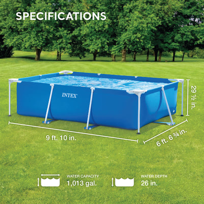 Intex 9.8ft x 6.5ft x 29.5in Rectangular Frame Above Ground Pool Blue (Open Box)