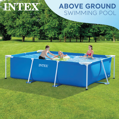 Intex 9.8ft x 6.5ft x 29.5in Rectangular Frame Above Ground Pool Blue (Open Box)