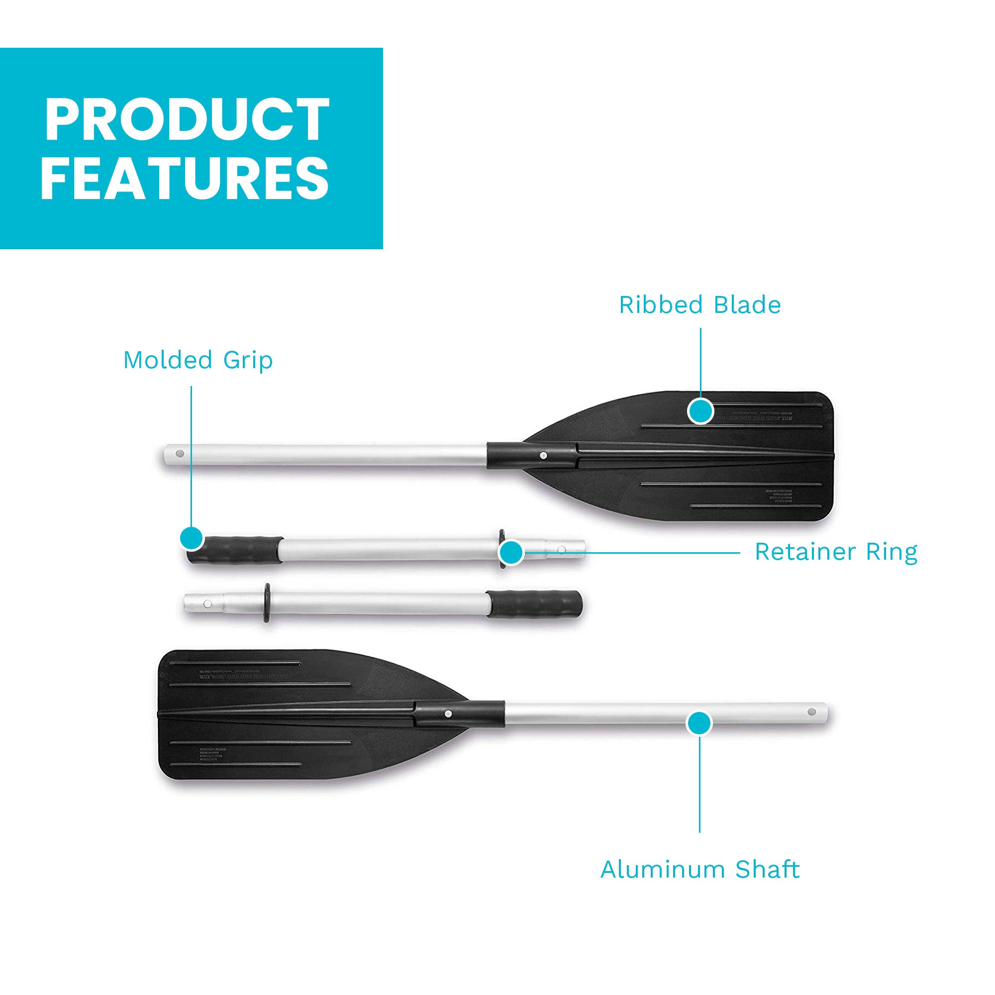 Intex 69625E 54 Inch Paddle 2 Piece Dual Purpose Inflatable Boat Oars, Pair - VMInnovations