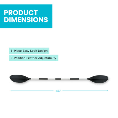 Intex 69629E 86" Lightweight Aluminum Double Oar Inflatable Kayak Paddle, Black