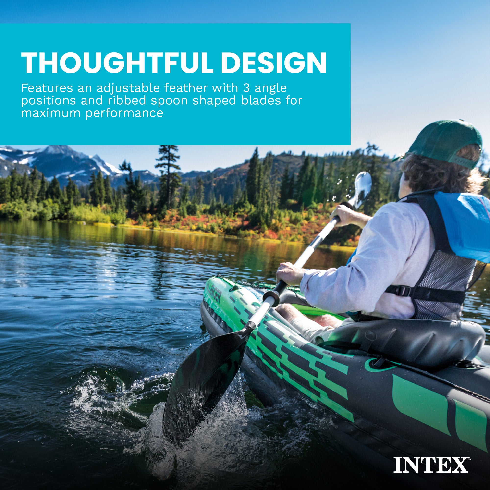 Intex 69629E 86" Lightweight Aluminum Double Oar Inflatable Kayak Paddle, Black