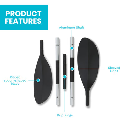 Intex 69629E 86" Lightweight Aluminum Double Oar Inflatable Kayak Paddle, Black