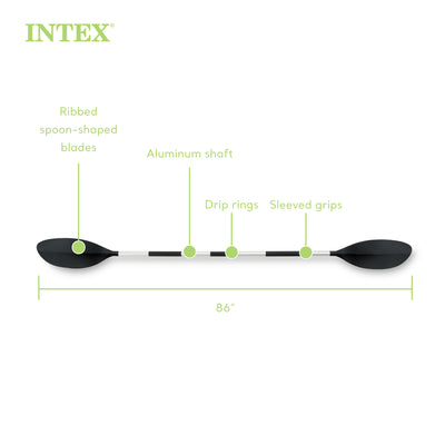 Intex 69629E 86" Lightweight Aluminum Double Oar Kayak Paddle, Black (Open Box) - VMInnovations