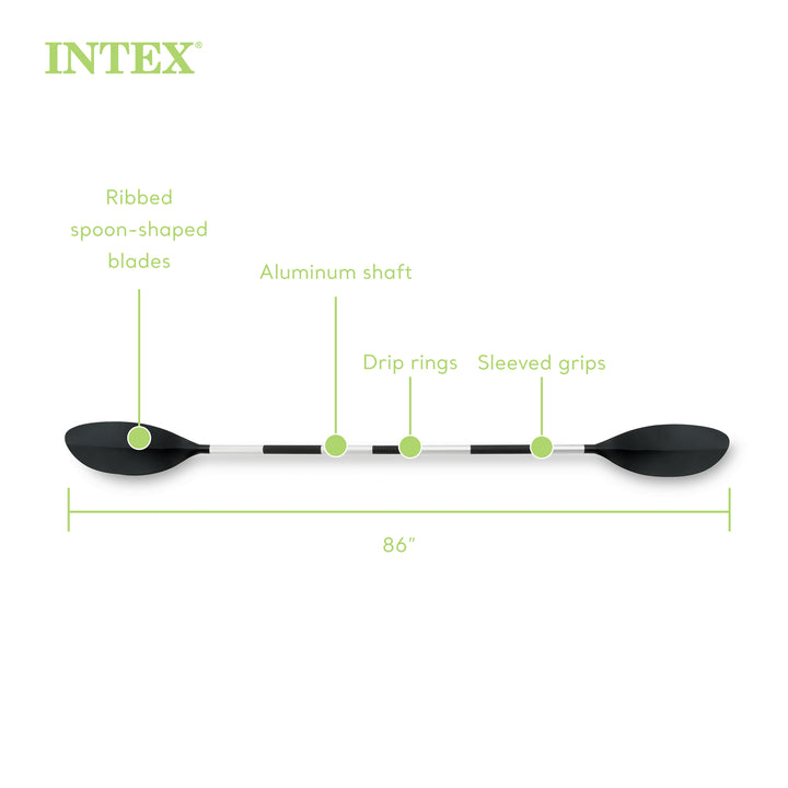 Intex 69629E 86" Lightweight Aluminum Double Oar Kayak Paddle, Black (Open Box)