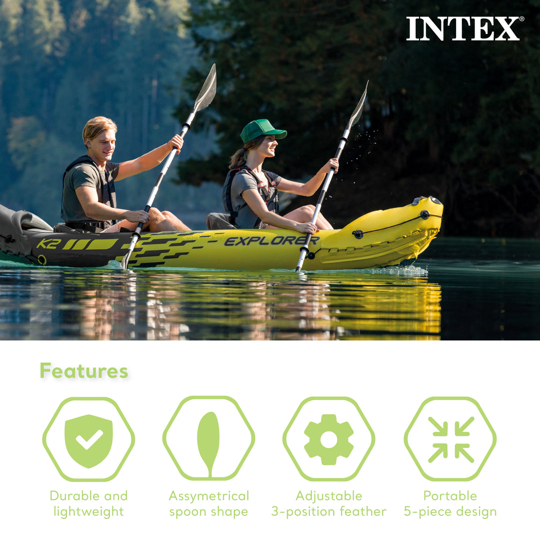 Intex 69629E 86" Lightweight Aluminum Double Oar Inflatable Kayak Paddle, Black