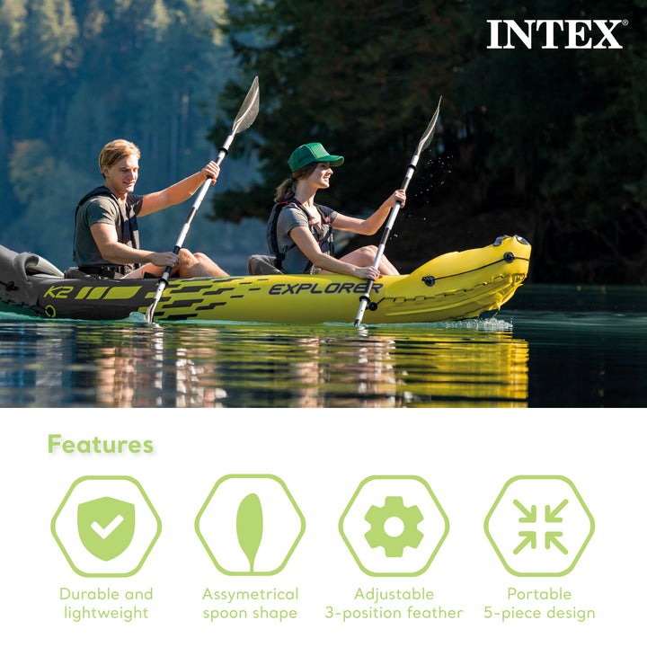 Intex 69629E 86" Lightweight Aluminum Double Oar Kayak Paddle, Black (Open Box)