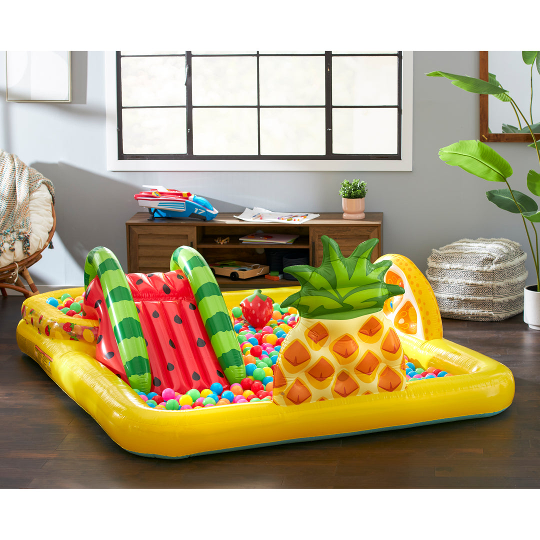 Intex Fun 'N Fruity Outdoor Inflatable Kiddie Pool Play Center with Water Slide